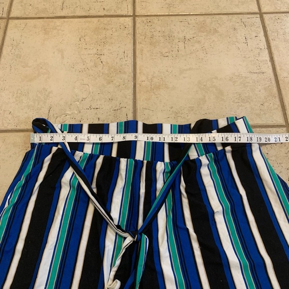 Bobbie Brooks Plus Size 3X Wide Leg Palazzo Pants | Striped Tie-Waist - Picture 4 of 6